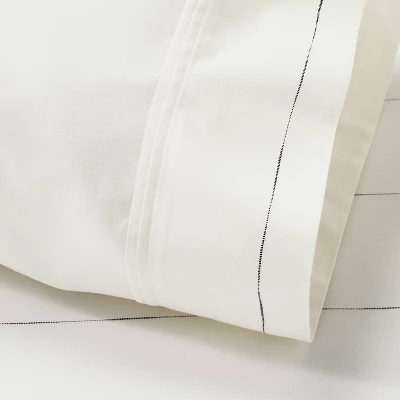 2pk Standard Cotton Percale Thin Stripe Pillowcase Set Sour Cream/Railroad Gray - Hearth & Hand™ With Magnolia 2 2pk Standard Cotton Percale Thin Stripe Pillowcase Set Sour Cream/Railroad Gray - Hearth & Hand™ With Magnolia - Image 2