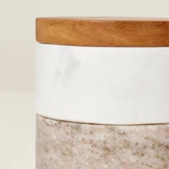 3pc Marble Stacking Salt & Pepper Cellar White/Warm Gray - Hearth & Hand™ With Magnolia -Cozy Living Hub GUEST 1511b512 a04d 4638 8b56 b59f269aa4b2