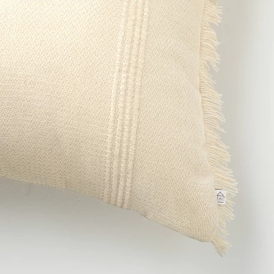 24"x24" Textured Fringe Indoor/Outdoor Square Throw Pillow Natural - Hearth & Hand™ With Magnolia 3 24"x24" Textured Fringe Indoor/Outdoor Square Throw Pillow Natural - Hearth & Hand™ With Magnolia - Image 3