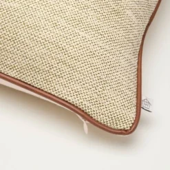 18"x18" Tweed With Faux Leather Trim Square Toss Pillow Green - Hearth & Hand™ With Magnolia -Cozy Living Hub GUEST 39106b11 5d49 4063 8643 1e2da4c27114