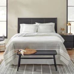 Alternating Pinstripe Duvet & Sham Set Gray/Cream - Hearth & Hand™ With Magnolia -Cozy Living Hub GUEST 40f44a97 3e84 4de5 8627 270194ca37dc