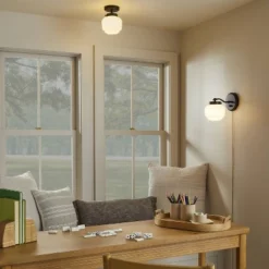 Milk Glass Solid Wall Sconce Black/White - Hearth & Handâ„¢ With Magnolia