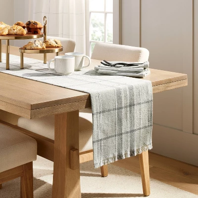 Textured Fall Plaid Woven Table Runner Sage Green - Hearth & Hand™ With Magnolia 1 Textured Fall Plaid Woven Table Runner Sage Green - Hearth & Hand™ With Magnolia