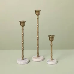 3pc Taper Marble And Brass Candle Holder Set - Hearth & Hand™ With Magnolia -Cozy Living Hub GUEST 4579d3bb 9f76 4e7c ab73 615a8f3c21bc