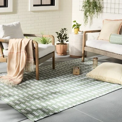 24"x24" Textured Fringe Indoor/Outdoor Square Throw Pillow Natural - Hearth & Hand™ With Magnolia 1 24"x24" Textured Fringe Indoor/Outdoor Square Throw Pillow Natural - Hearth & Hand™ With Magnolia