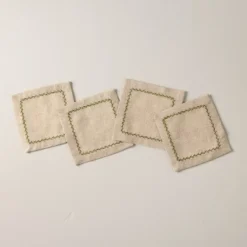 Set Of 4 Embroidered Border Cloth Cocktail Napkins Natural/Green - Hearth & Hand™ With Magnolia 5 Set Of 4 Embroidered Border Cloth Cocktail Napkins Natural/Green - Hearth & Hand™ With Magnolia -Cozy Living Hub GUEST 4a474896 8cf3 4bf0 a425 b25822df4bd4
