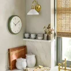 13" Wall Clock Green/Chrome - Hearth & Handâ„¢ With Magnolia