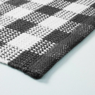 Textured Gingham Indoor/Outdoor Woven Area Rug Dark Gray/Cream - Hearth & Hand™ With Magnolia 2 Textured Gingham Indoor/Outdoor Woven Area Rug Dark Gray/Cream - Hearth & Hand™ With Magnolia - Image 2