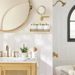 Wall-Mounted Brass Magnifying Swivel Mirror Antique Finish - Hearth & Handâ„¢ With Magnolia