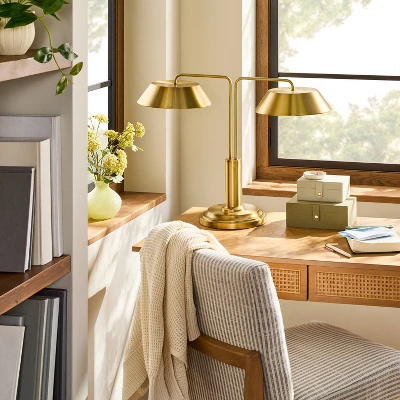 Brass Double-Shaded Table Lamp - Hearth & Hand™ With Magnolia 2 Brass Double-Shaded Table Lamp - Hearth & Hand™ With Magnolia - Image 2