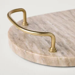 7" Marble Serving Tray With Brass Handles Warm Beige - Hearth & Hand™ With Magnolia: Decorative Kitchen Tray -Cozy Living Hub GUEST 6770f6a2 c1c4 4f64 9ee9 0b3cd2caf4ce