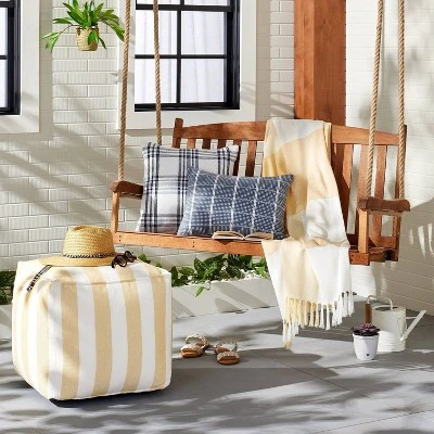 Textured Grid Lines Indoor/Outdoor Throw Pillow - Hearth & Hand™ With Magnolia 1 Textured Grid Lines Indoor/Outdoor Throw Pillow - Hearth & Hand™ With Magnolia