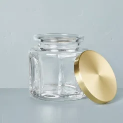 Sculpted Glass Canister Clear/Brass - Hearth & Hand™ With Magnolia -Cozy Living Hub GUEST 71f281b6 258a 4b80 b1af 9a6bc3fbbc8f