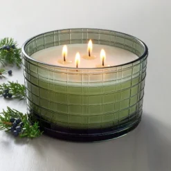 Textured Glass Cypress & Pine Jar Christmas Candle Green 24oz - Hearth & Handâ„¢ With Magnolia