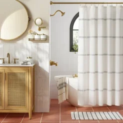 20"x32" Grid Weave Bath Rug Cream/Gray - Hearth & Handâ„¢ With Magnolia: Woven Cotton, Machine Washable