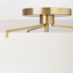 Fabric Shade Semi-Flush Mount Ceiling Light Brass/Oatmeal - Hearth & Hand™ With Magnolia: Modern Iron Body, ETL Listed 6 Fabric Shade Semi-Flush Mount Ceiling Light Brass/Oatmeal - Hearth & Hand™ With Magnolia: Modern Iron Body, ETL Listed -Cozy Living Hub GUEST 8416ad65 8c12 4e0c b6a2 34980eba16d8