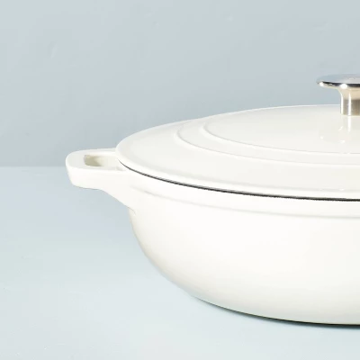 5.3qt Enameled Cast Iron Braiser Sour Cream - Hearth & Hand™ With Magnolia 3 5.3qt Enameled Cast Iron Braiser Sour Cream - Hearth & Hand™ With Magnolia - Image 3