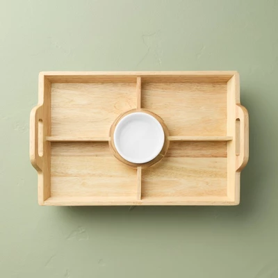 11"x16" Wood Serving Tray With Ceramic Bowl Insert Brown/Cream - Hearth & Hand™ With Magnolia 5 11"x16" Wood Serving Tray With Ceramic Bowl Insert Brown/Cream - Hearth & Hand™ With Magnolia - Image 5