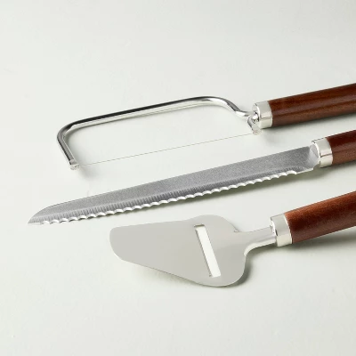 Set Of 3 Cheese And Bread Knives Dark Brown - Hearth & Hand™ With Magnolia 2 Set Of 3 Cheese And Bread Knives Dark Brown - Hearth & Hand™ With Magnolia - Image 2