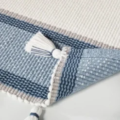 20" X 32" Color Block Stripe Tassels Bath Rug Faded Blue/White - Hearth & Hand™ With Magnolia 5 20" X 32" Color Block Stripe Tassels Bath Rug Faded Blue/White - Hearth & Hand™ With Magnolia -Cozy Living Hub GUEST 965eb334 1e31 467e 9a9f 35ffecd97d72