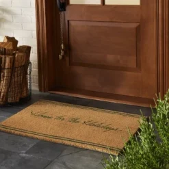 Home For The Holidays Coir Christmas Doormat Tan/Evergreen - Hearth & Hand™ With Magnolia
