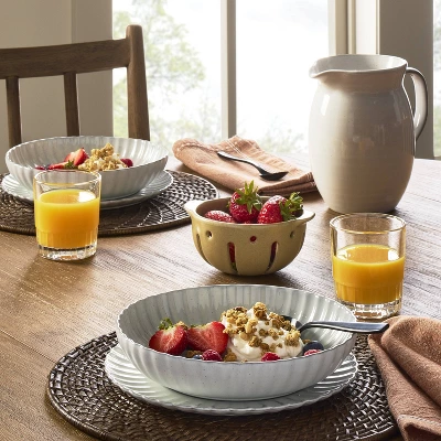 25oz Scalloped Edge Stoneware Pasta/Grain Bowl Cream - Hearth & Hand™ With Magnolia 1 25oz Scalloped Edge Stoneware Pasta/Grain Bowl Cream - Hearth & Hand™ With Magnolia