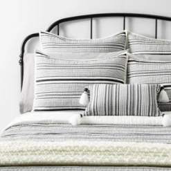 Textured Stripe Pillow Sham Dark Gray/Cream - Hearth & Hand With Magnolia 7 Textured Stripe Pillow Sham Dark Gray/Cream - Hearth & Hand With Magnolia -Cozy Living Hub GUEST a0f8fe96 7ab4 46c3 ad09 b2250acbb400