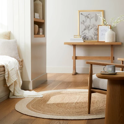 Bordered Color Block Braided Jute Area Rug Cream/Natural - Hearth & Hand™ With Magnolia 1 Bordered Color Block Braided Jute Area Rug Cream/Natural - Hearth & Hand™ With Magnolia