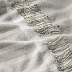 Tonal Plaid Stripes Woven Stadium Blanket Cream/Gray - Hearth & Hand™ With Magnolia -Cozy Living Hub GUEST a547a455 2807 47d4 81a0 5dc93e6ede8a