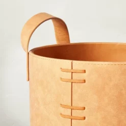 Faux Leather Storage Bin Camel Brown - Hearth & Hand™ With Magnolia -Cozy Living Hub GUEST a690a4f2 fdff 45a8 bfee d68985dd8506