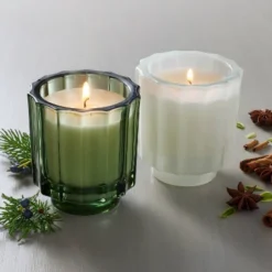 2pk Fluted Glass Candle Gift Set - Cypress & Pine/Mulled Spice 4.6oz - Hearth & Handâ„¢ With Magnolia