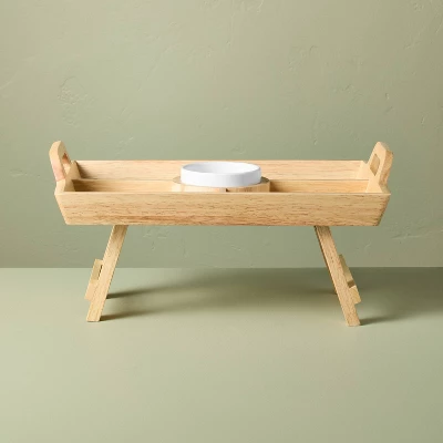 11"x16" Wood Serving Tray With Ceramic Bowl Insert Brown/Cream - Hearth & Hand™ With Magnolia 2 11"x16" Wood Serving Tray With Ceramic Bowl Insert Brown/Cream - Hearth & Hand™ With Magnolia - Image 2