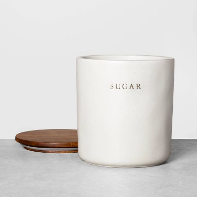 67oz Stoneware Sugar Canister With Wood Lid Cream/Brown - Hearth & Hand™ With Magnolia 1 67oz Stoneware Sugar Canister With Wood Lid Cream/Brown - Hearth & Hand™ With Magnolia