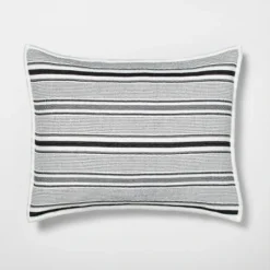 Textured Stripe Pillow Sham Dark Gray/Cream - Hearth & Hand With Magnolia 8 Textured Stripe Pillow Sham Dark Gray/Cream - Hearth & Hand With Magnolia -Cozy Living Hub GUEST b0608181 3b6d 4688 8af4 76eb9e213a88