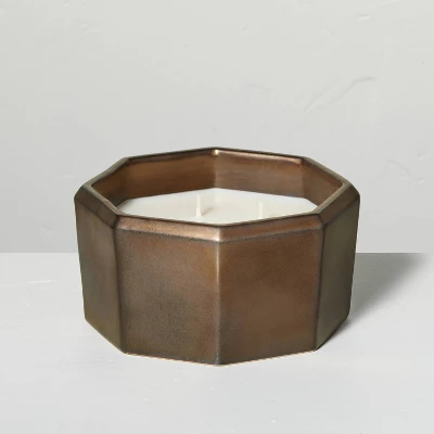 Octagonal Ceramic Cashmere & Suede Fall Jar Candle Metallic Bronze - Hearth & Hand™ With Magnolia 5 Octagonal Ceramic Cashmere & Suede Fall Jar Candle Metallic Bronze - Hearth & Hand™ With Magnolia - Image 5