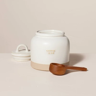 12oz Stoneware Crock Coffee Canister With Scoop Cream/Clay - Hearth & Hand™ With Magnolia 2 12oz Stoneware Crock Coffee Canister With Scoop Cream/Clay - Hearth & Hand™ With Magnolia - Image 2