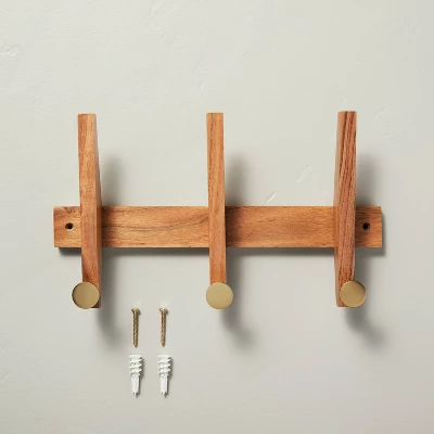 Wood & Brass Hook Rail - Hearth & Hand™ With Magnolia 2 Wood & Brass Hook Rail - Hearth & Hand™ With Magnolia - Image 2