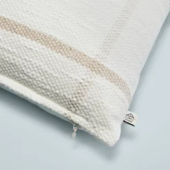 12"x30" Open Grid Lines Lumbar Throw Pillow Cream/Taupe - Hearth & Hand™ With Magnolia 5 12"x30" Open Grid Lines Lumbar Throw Pillow Cream/Taupe - Hearth & Hand™ With Magnolia -Cozy Living Hub GUEST cca4d0e7 7a26 469b 8704 00e59eb960cf