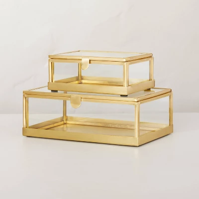 4"x6" Metal & Glass Trinket Box Brass Finish - Hearth & Hand™ With Magnolia 2 4"x6" Metal & Glass Trinket Box Brass Finish - Hearth & Hand™ With Magnolia - Image 2