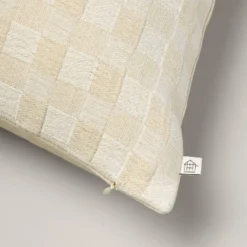 26"x26" Checkerboard Textured Euro Pillow Beige - Hearth & Hand™ With Magnolia: Farmhouse Throw Pillow, Cotton, Indoor Use -Cozy Living Hub GUEST d70862e2 04a2 4477 8f05 ae4ced52dd1e