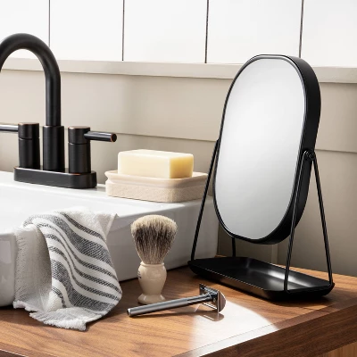 Metal Vanity Flip Mirror With Tray Black - Hearth & Hand™ With Magnolia 1 Metal Vanity Flip Mirror With Tray Black - Hearth & Hand™ With Magnolia