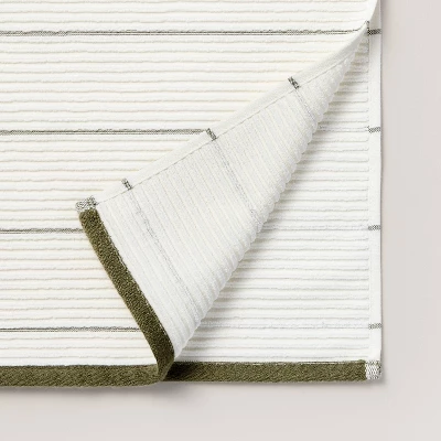 Ribbed Terry Bath Towels Cream/Green - Hearth & Hand™ With Magnolia 3 Ribbed Terry Bath Towels Cream/Green - Hearth & Hand™ With Magnolia - Image 3