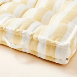 Bold Stripe Indoor/Outdoor French Floor Cushion Gold/Cream - Hearth & Hand™ With Magnolia -Cozy Living Hub GUEST ea808b39 8085 407e 9032 7540289c1f55