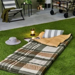 Adult Fall Plaid 40 Degree Sleeping Bag Green/Cream/Almond/Blue - Hearth & Handâ„¢ With Magnolia