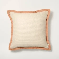 18"x18" Textured Woven Flange Detail Indoor/Outdoor Square Throw Pillow - Hearth & Hand™ With Magnolia -Cozy Living Hub GUEST fecd2203 a8fc 40d5 9267 da7ffc5160c5